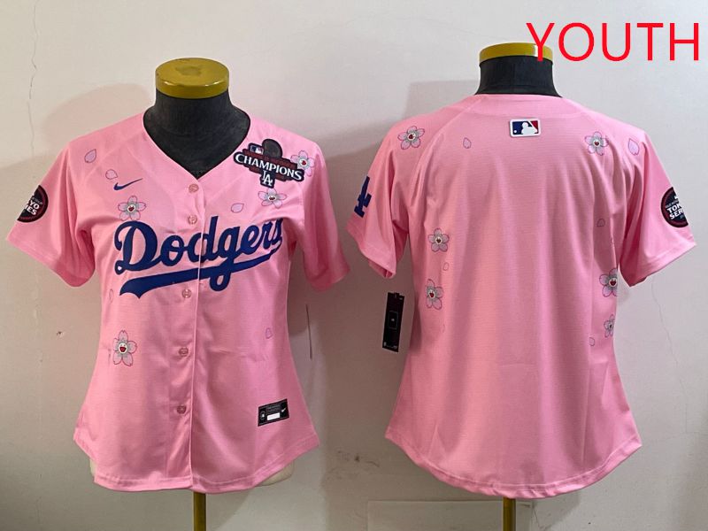 Youth Los Angeles Dodgers Blank Pink Sakura Edition 2025 Nike MLB Jersey style 2